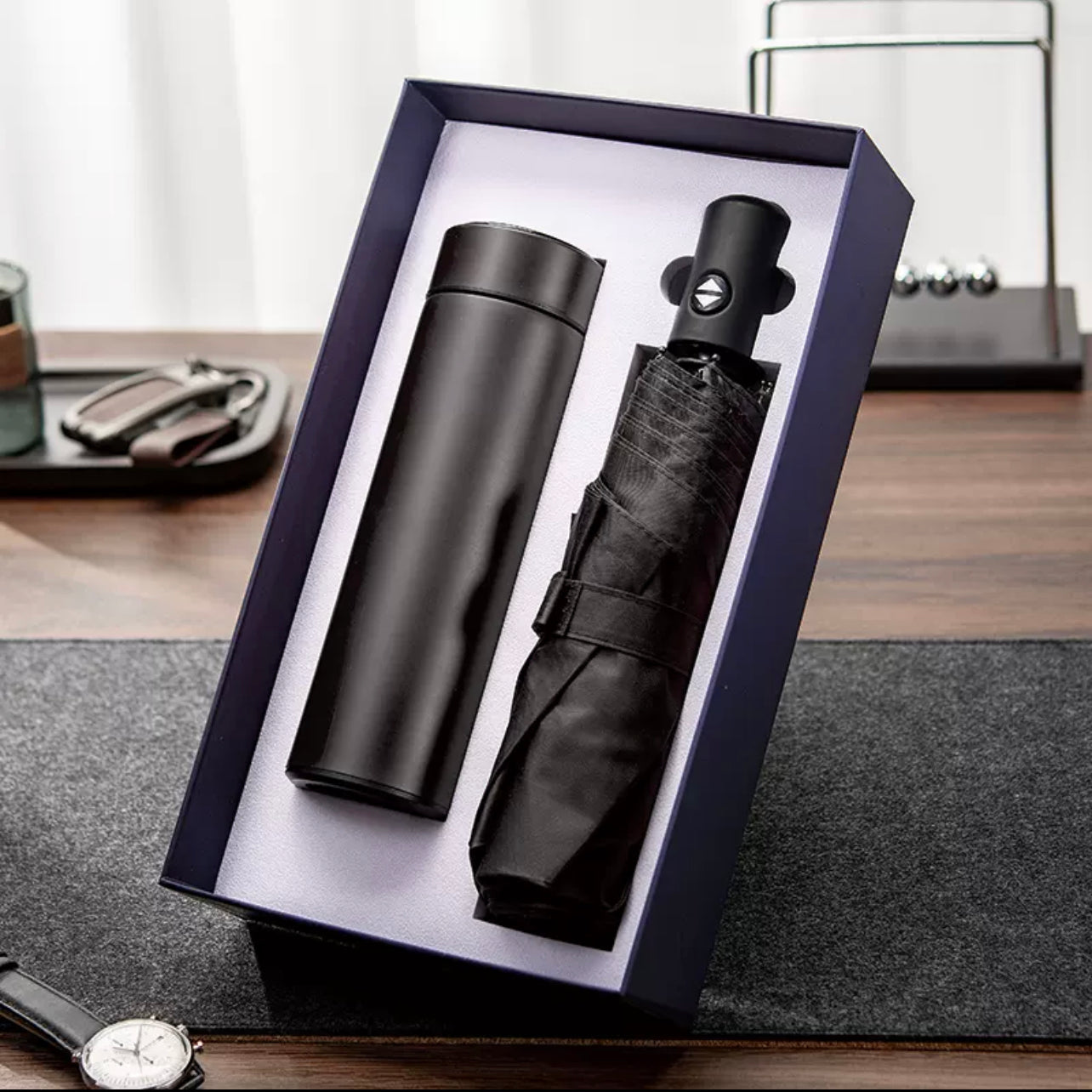 Customisable Automatic Umbrella & Thermos Set