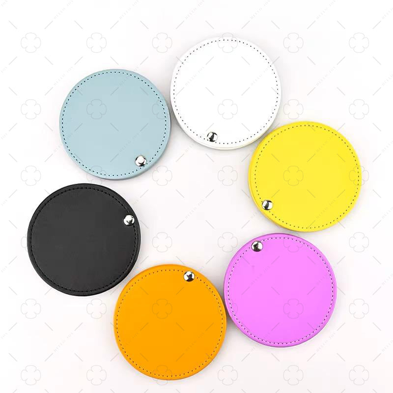 PU Leather Round Pocket Mirror