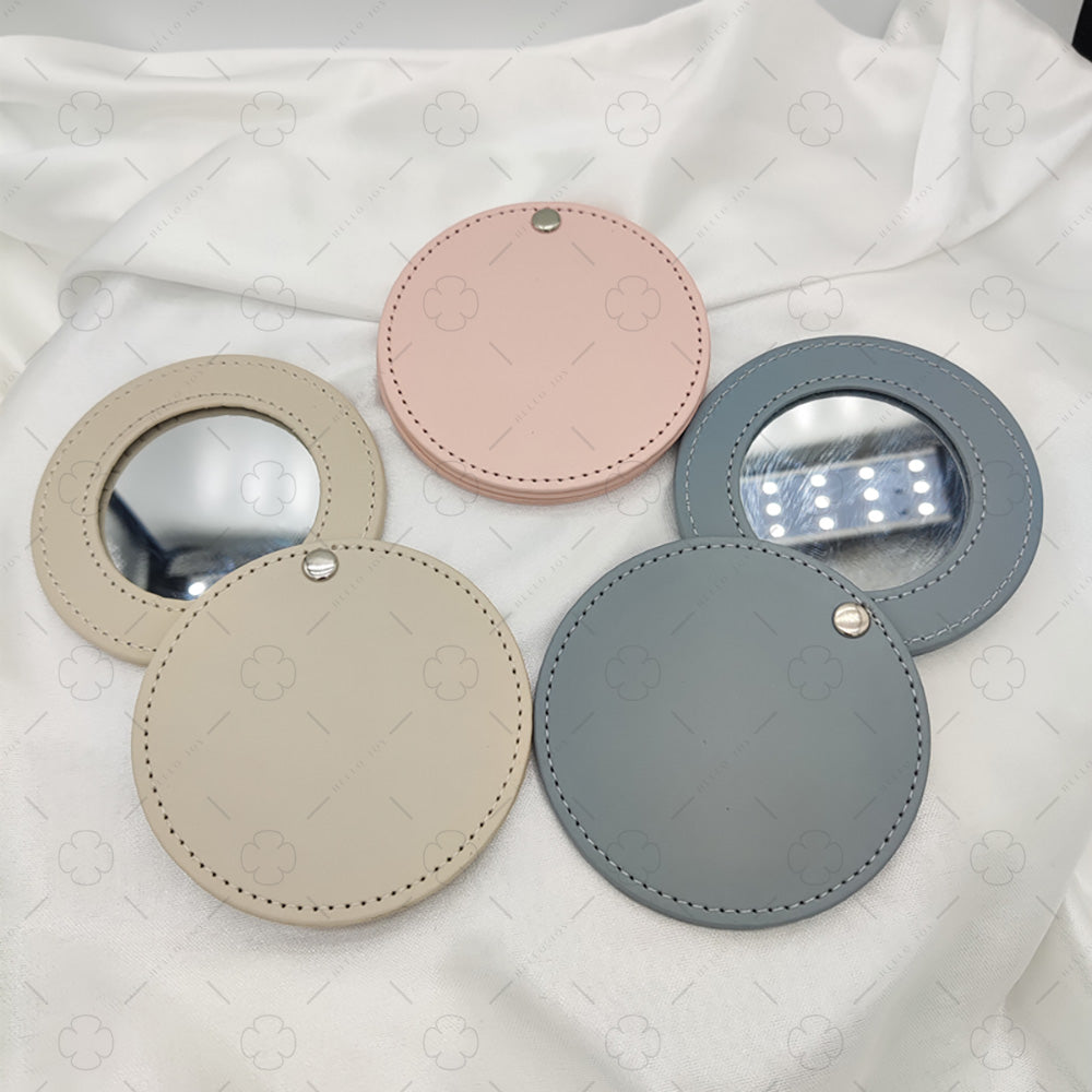 PU Leather Round Pocket Mirror