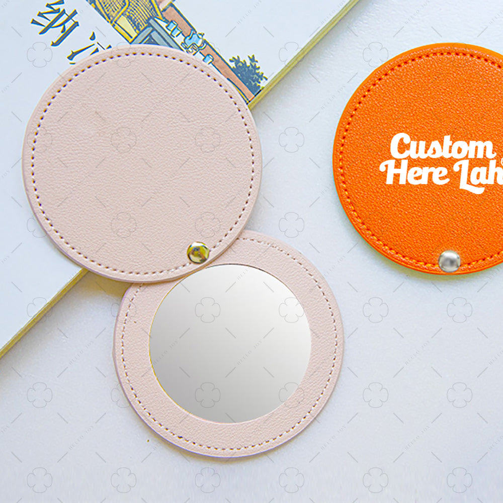 PU Leather Round Pocket Mirror