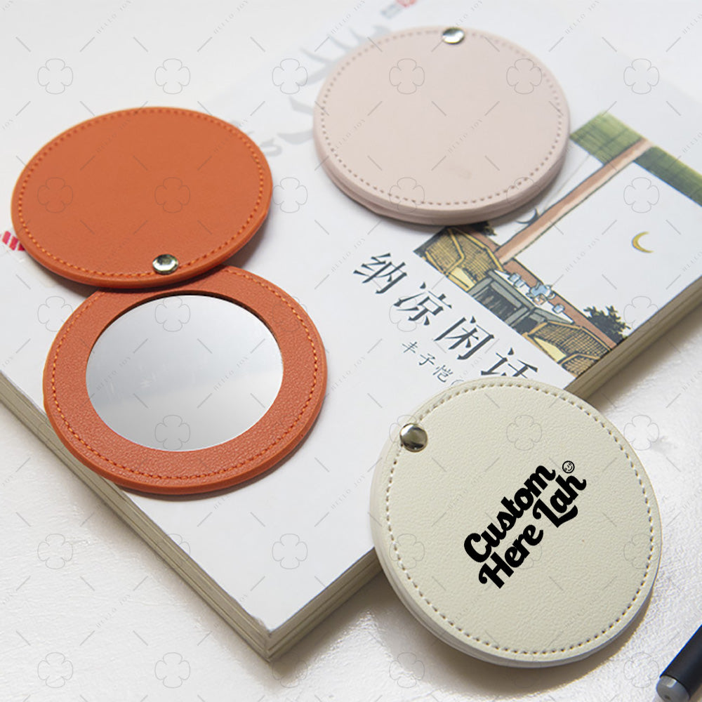 PU Leather Round Pocket Mirror