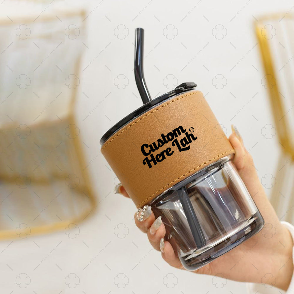Reusable Glass Cup with Straw