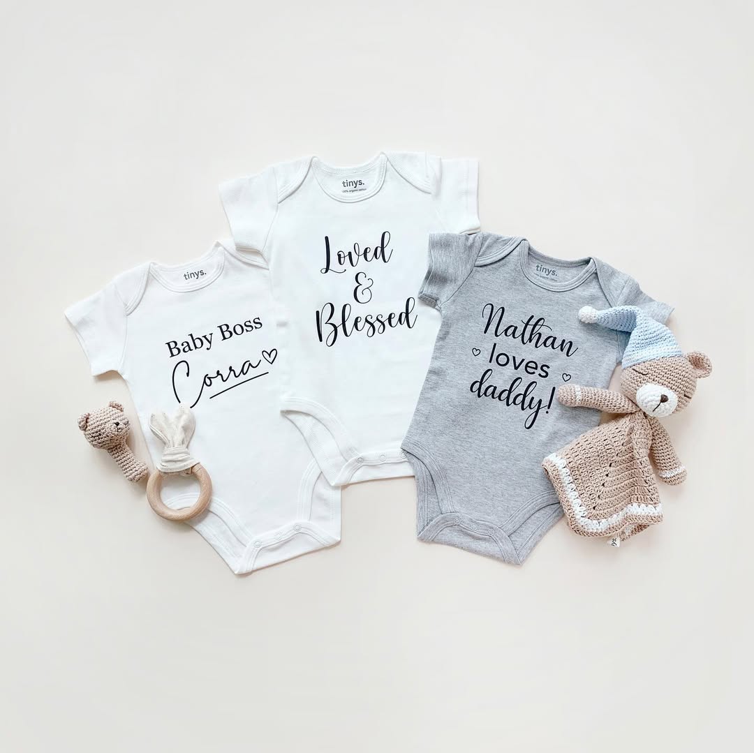Personalised Organic Cotton Baby Romper by tinys.